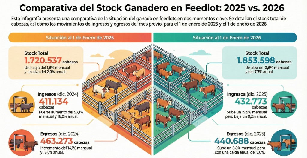 Más hacienda en los corrales: el feedlot arranca 2026 en alza